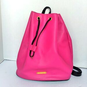Juicy Couture Hot Pink Drawstring Bucket‎ Backpack Gold Hardware Black Straps